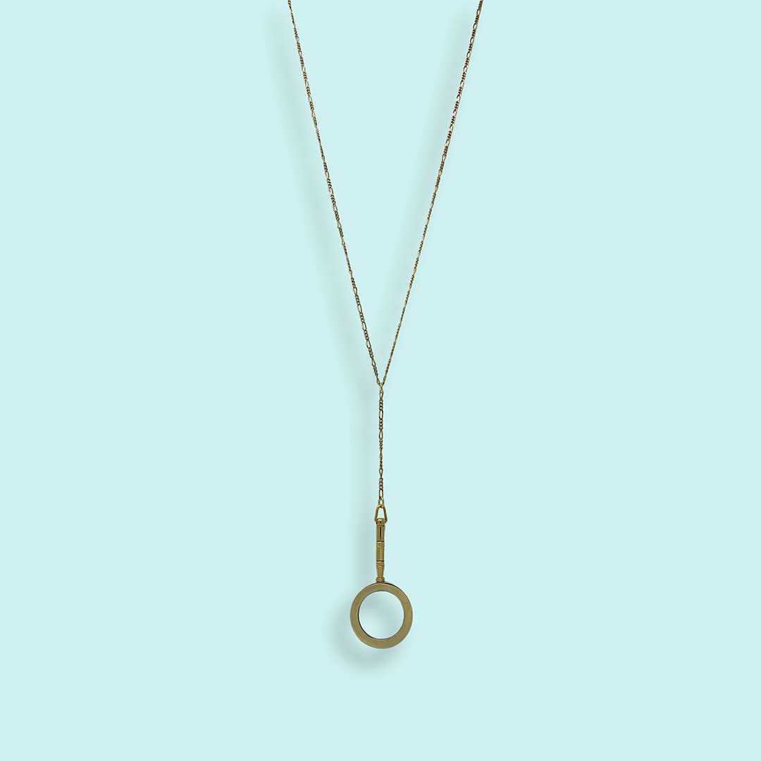 Long Y-drop Magnifying Glass Necklace: 28 Inch