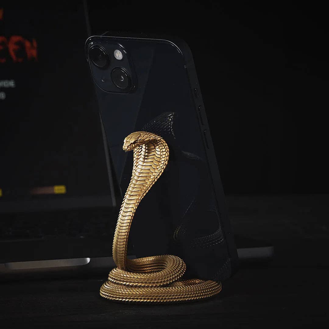 Cobra Phone Stand: Brass