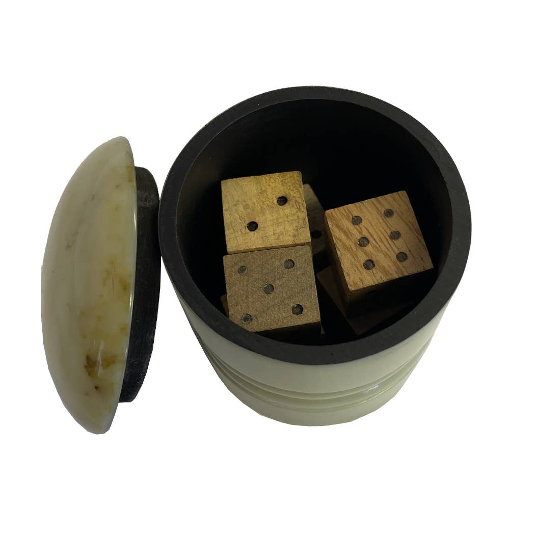 Farkle Six Dice Game in Horn Resin Cup - Vintage Style: Gray