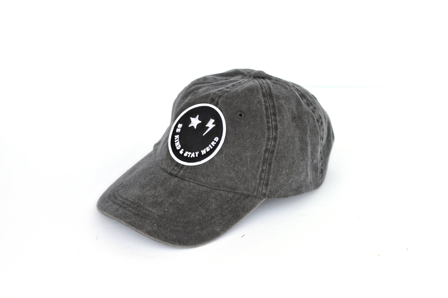 Smiley Face Be Kind & Stay Weird Baseball Cap dark gray hat