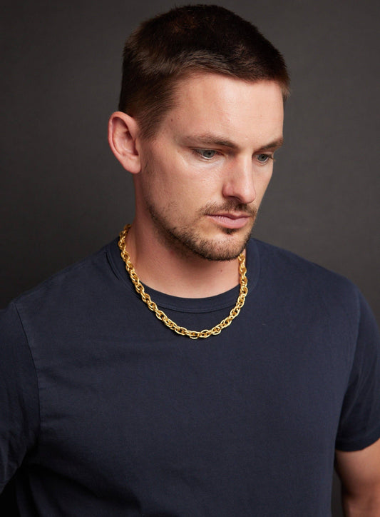 Men's Gold CHUNKY Thick Rope Chain Necklce: 20