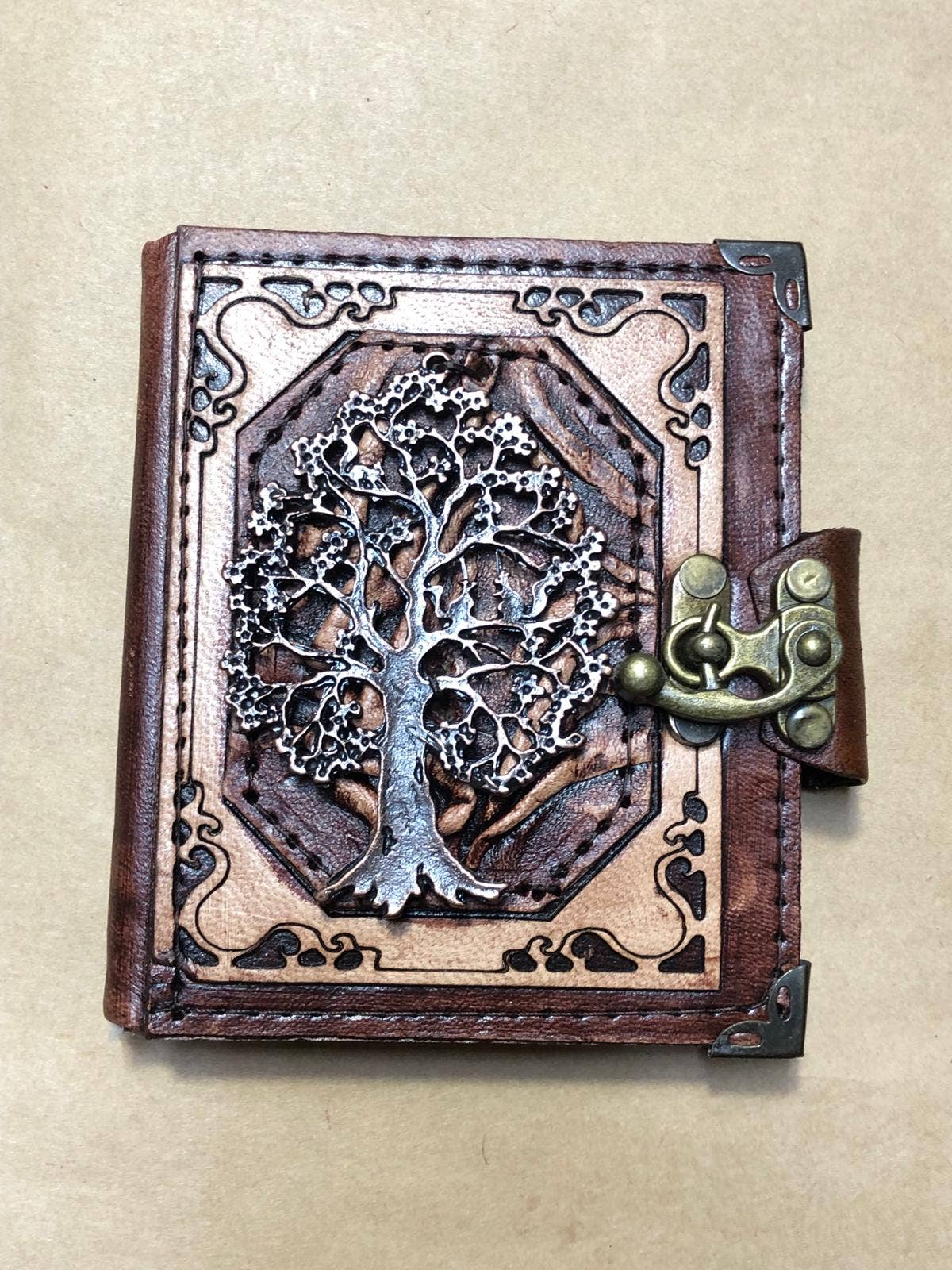 Mini Tree of Life Leather Journal Diary Wrinkled Celtic