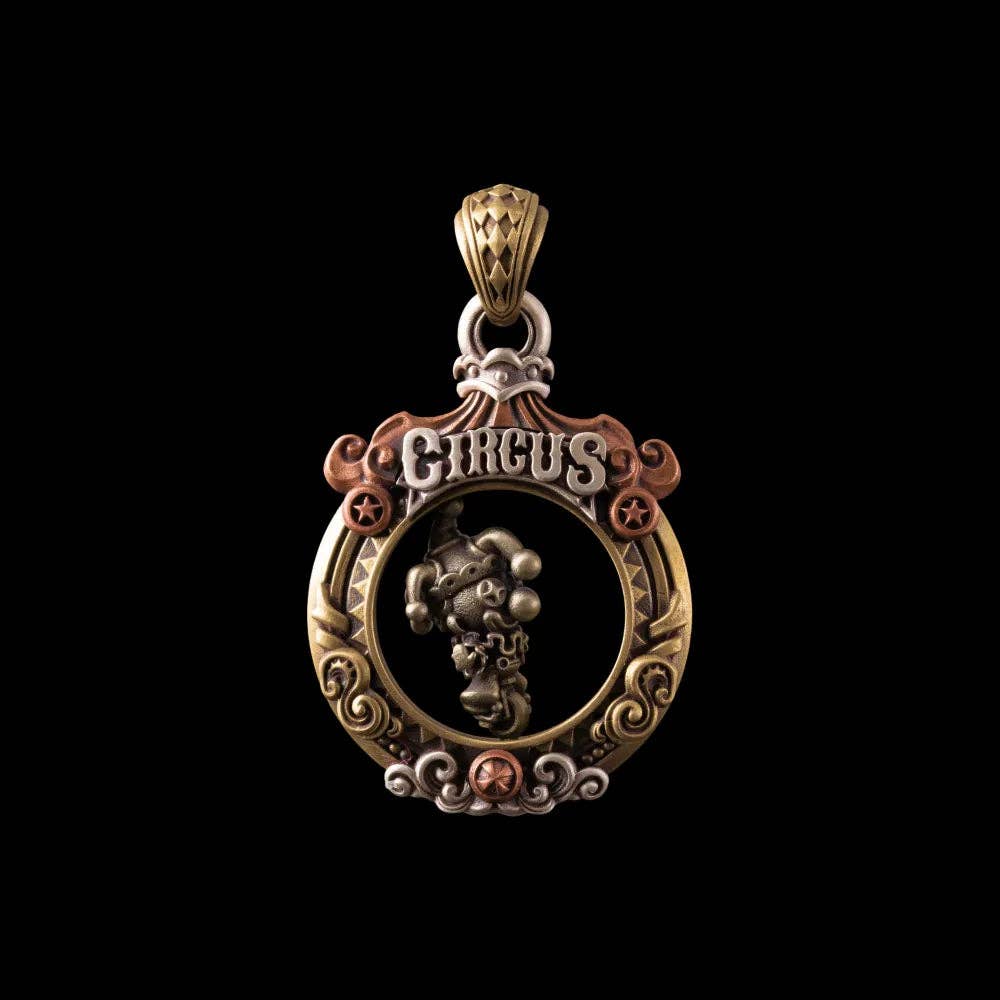 Circus Pendant: 21" / Brass / 4mm Black Ball Chain