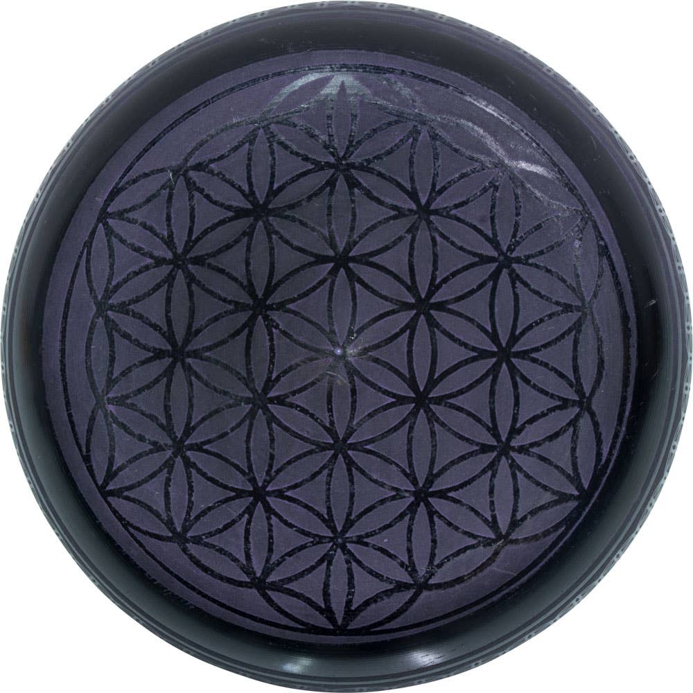 Kheops International - Singing Bowl Round Sided 6in Flower of Life Purple (Each)