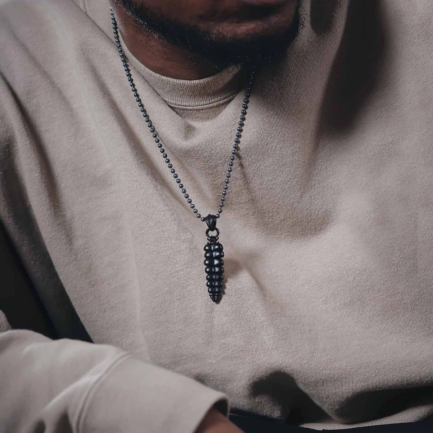 Rattlesnake Tail Pendant Black Chain