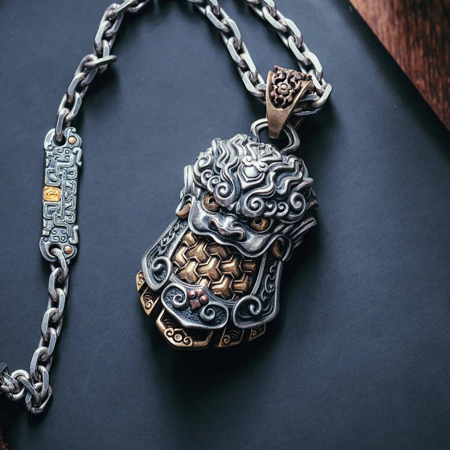 Tang Armor Pendant: No Chain / Oxidized Silver