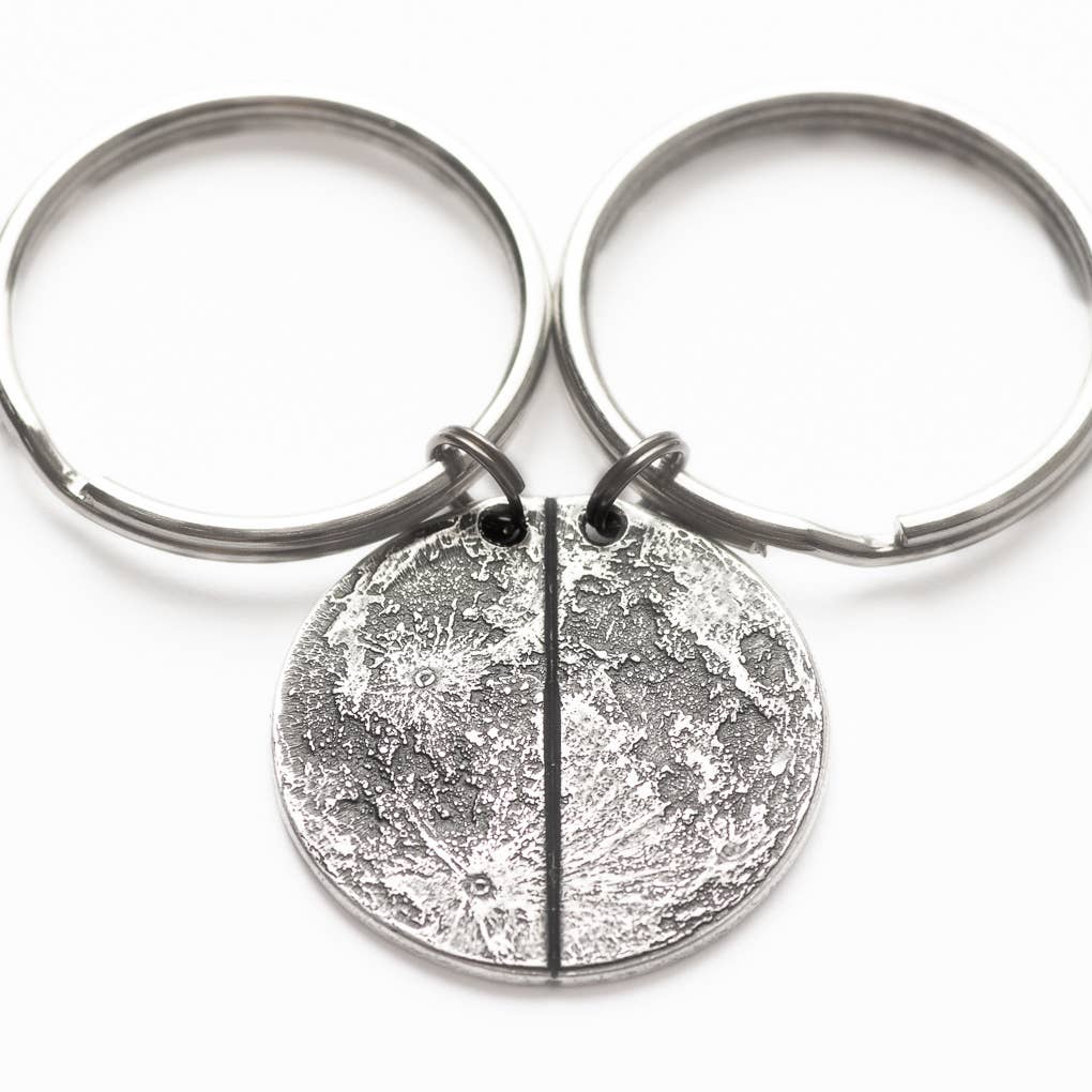 Half Moon Breakable Silver Necklace or Keychain: Charm