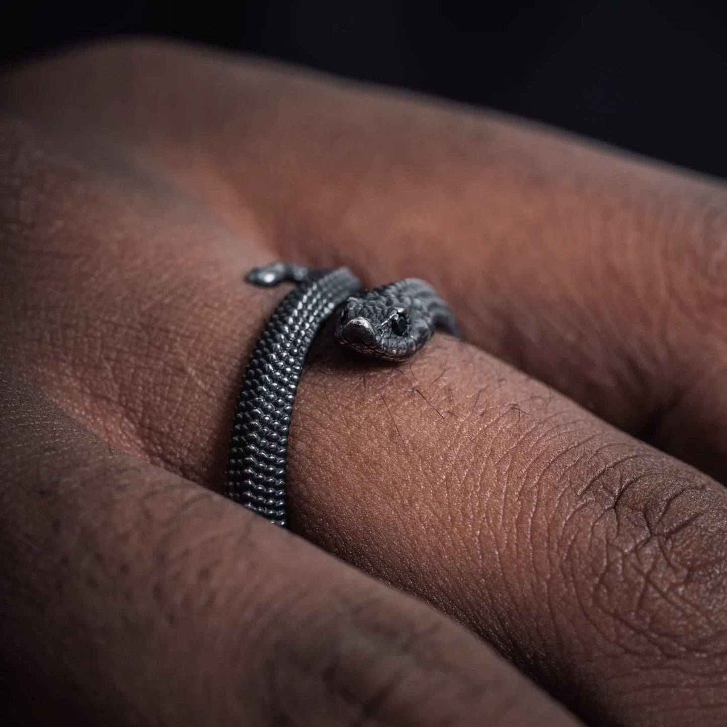 Hognose Snake Ring: Oxidized Silver / 10