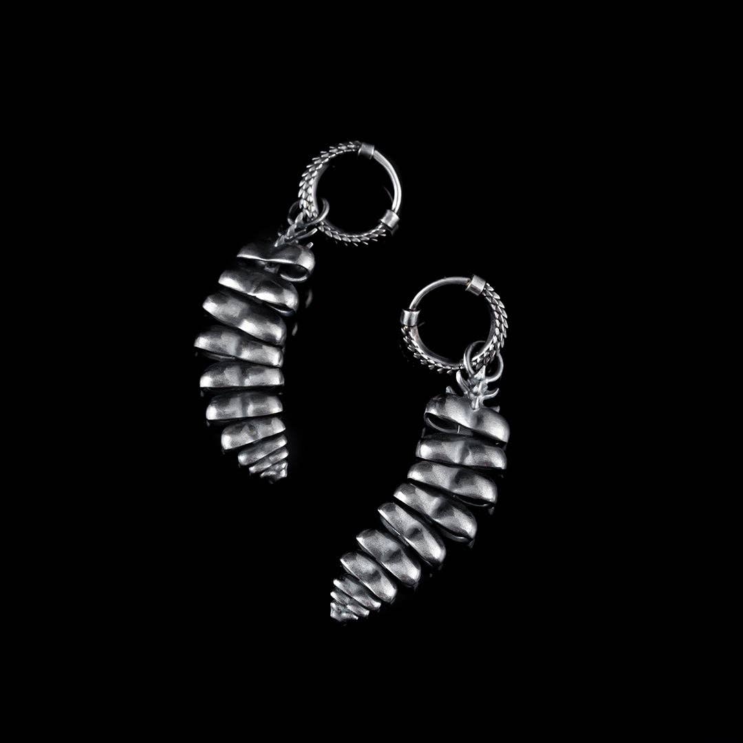 Coppertist.wu - Rattlesnake Tail Earrings: Brass