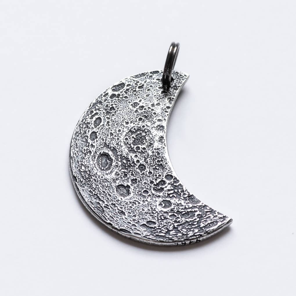 Crescent Silver Moon Necklace or Keychain: Charm