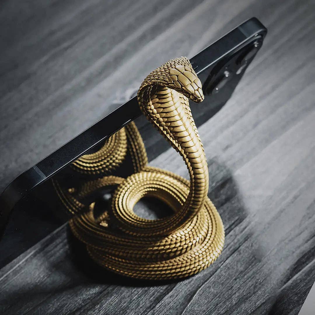 Cobra Phone Stand: Brass