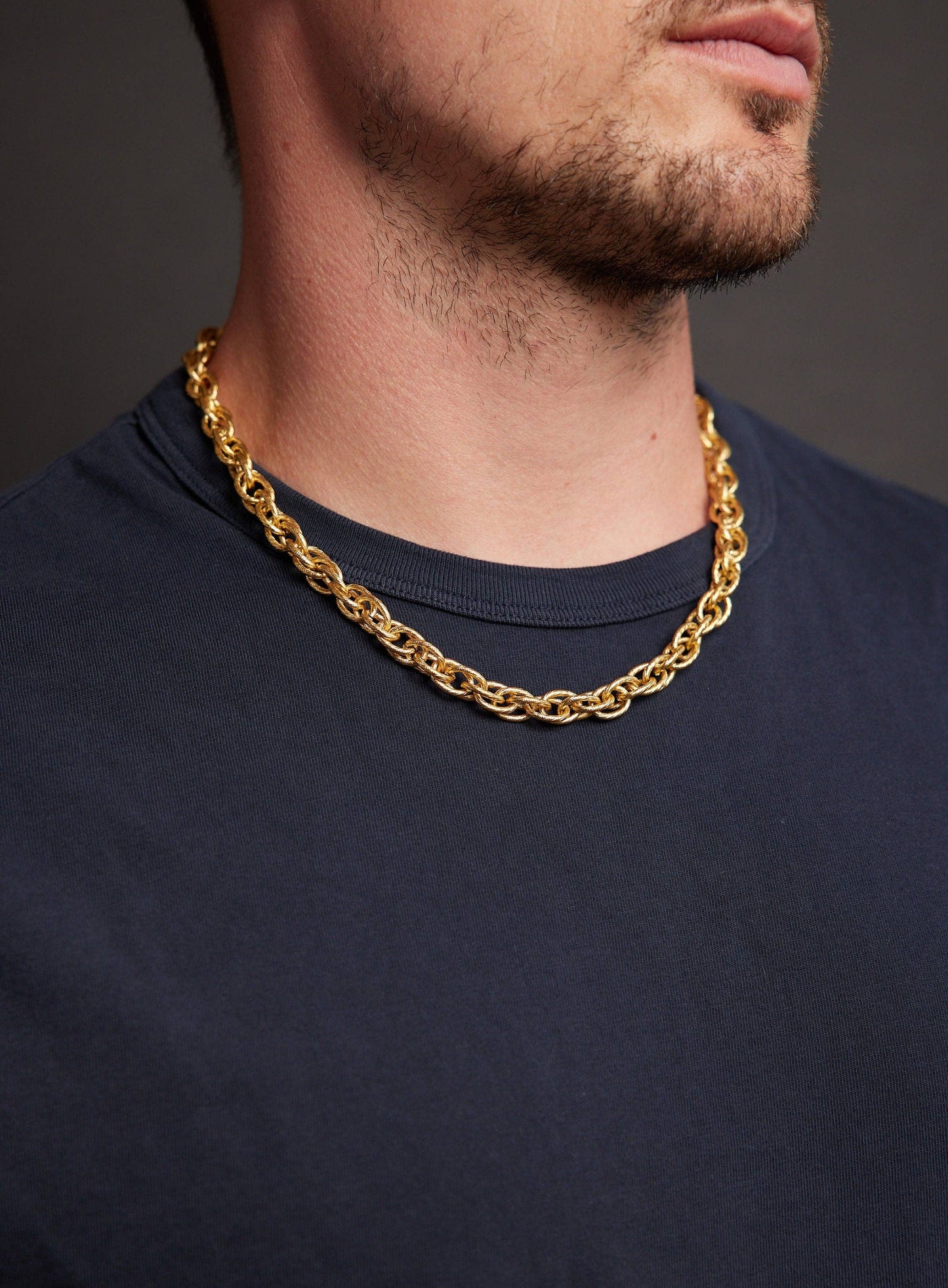 Men's Gold CHUNKY Thick Rope Chain Necklce: 20