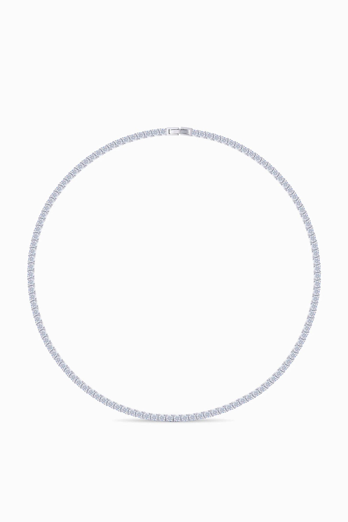 HoopLa Style - Tennis Necklace. Premium PV plated stainless CZ. : White Gold / 2mm