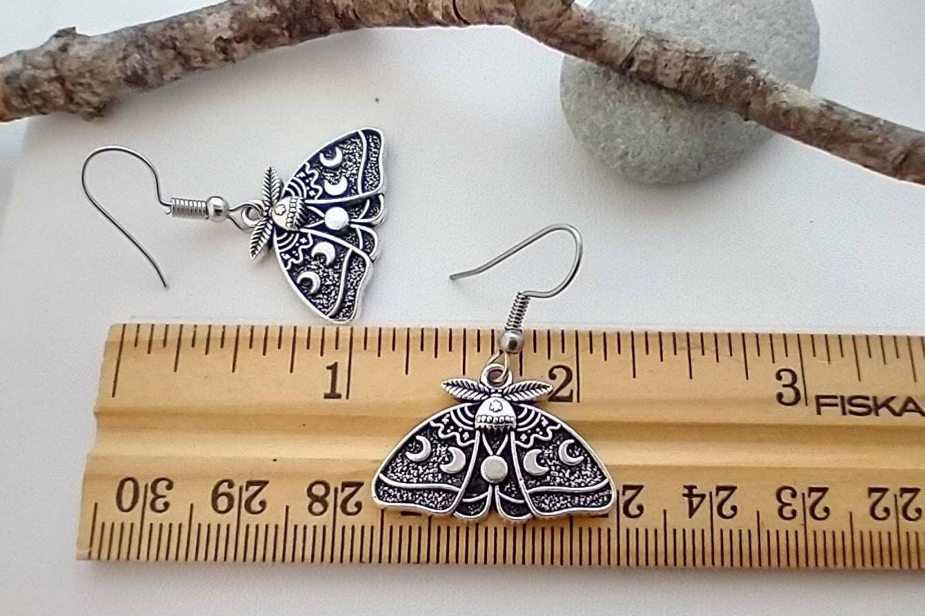 Piccadilly Pendants - Luna Moth Earrings, Mystical Earrings, Nature Jewelry: Earrings