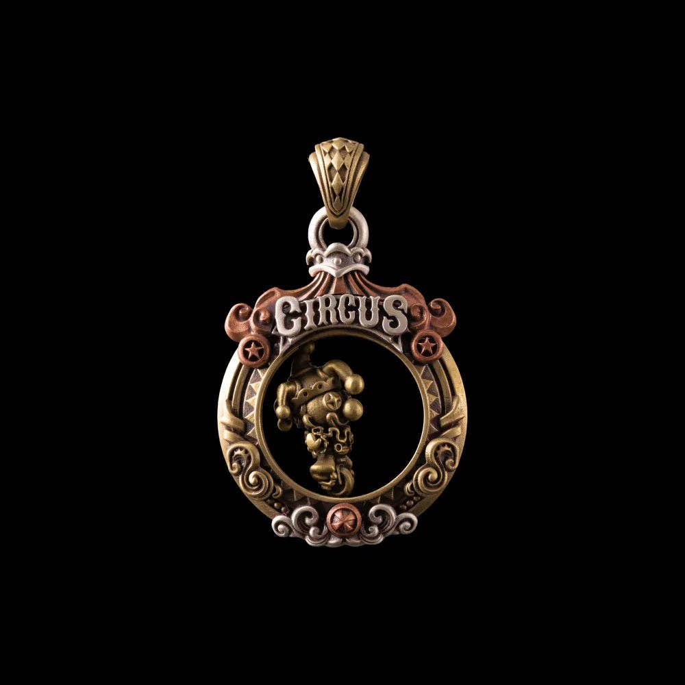 Circus Pendant: 21" / Brass / 4mm Black Ball Chain