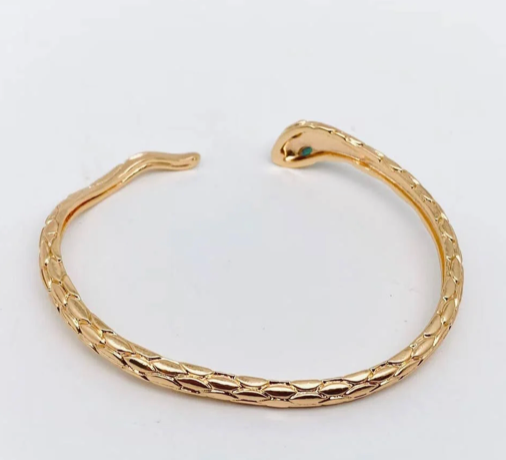 HoopLa Style - Snake Serpant bangle Bracelet-Engraved Skin-Stainless Steel : Yellow Gold