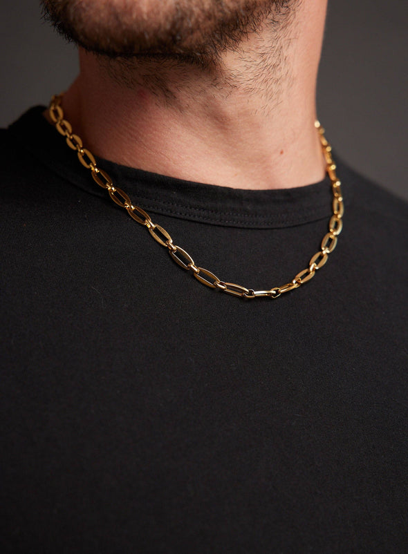 Men's Gold Necklace 7mm Thick Cable Chain: 20