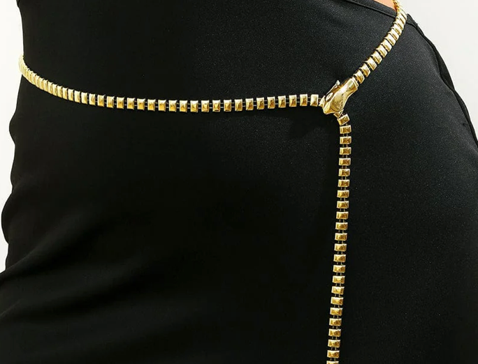 HoopLa Style - The Snake Lariat Chain Belt. Chunky steel 14K and silver: Yellow Gold