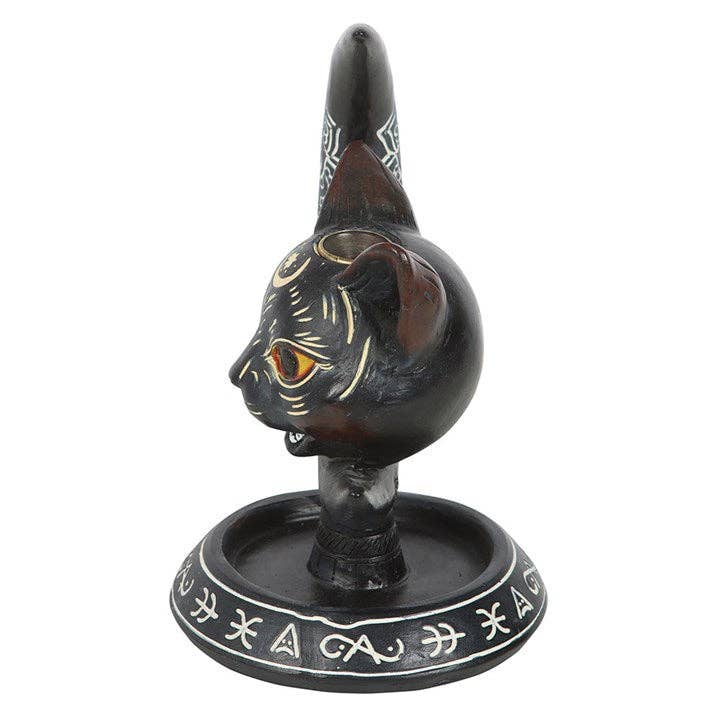 Something Different Wholesale - Gothic Black Cat Moon Backflow Incense Burner