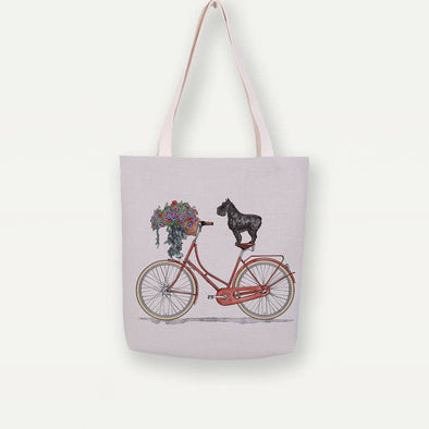 Study Room - Dog On Bicycle 5 Canvas Tote Bag, Handbag