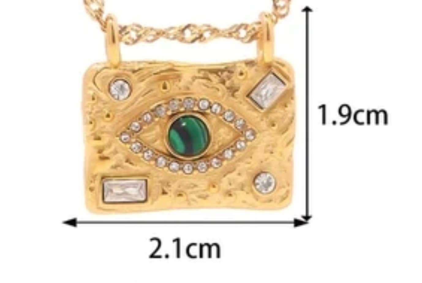 HoopLa Style - Evil Eye Protection Medallion Talisman 14K Gold Crystal Neck