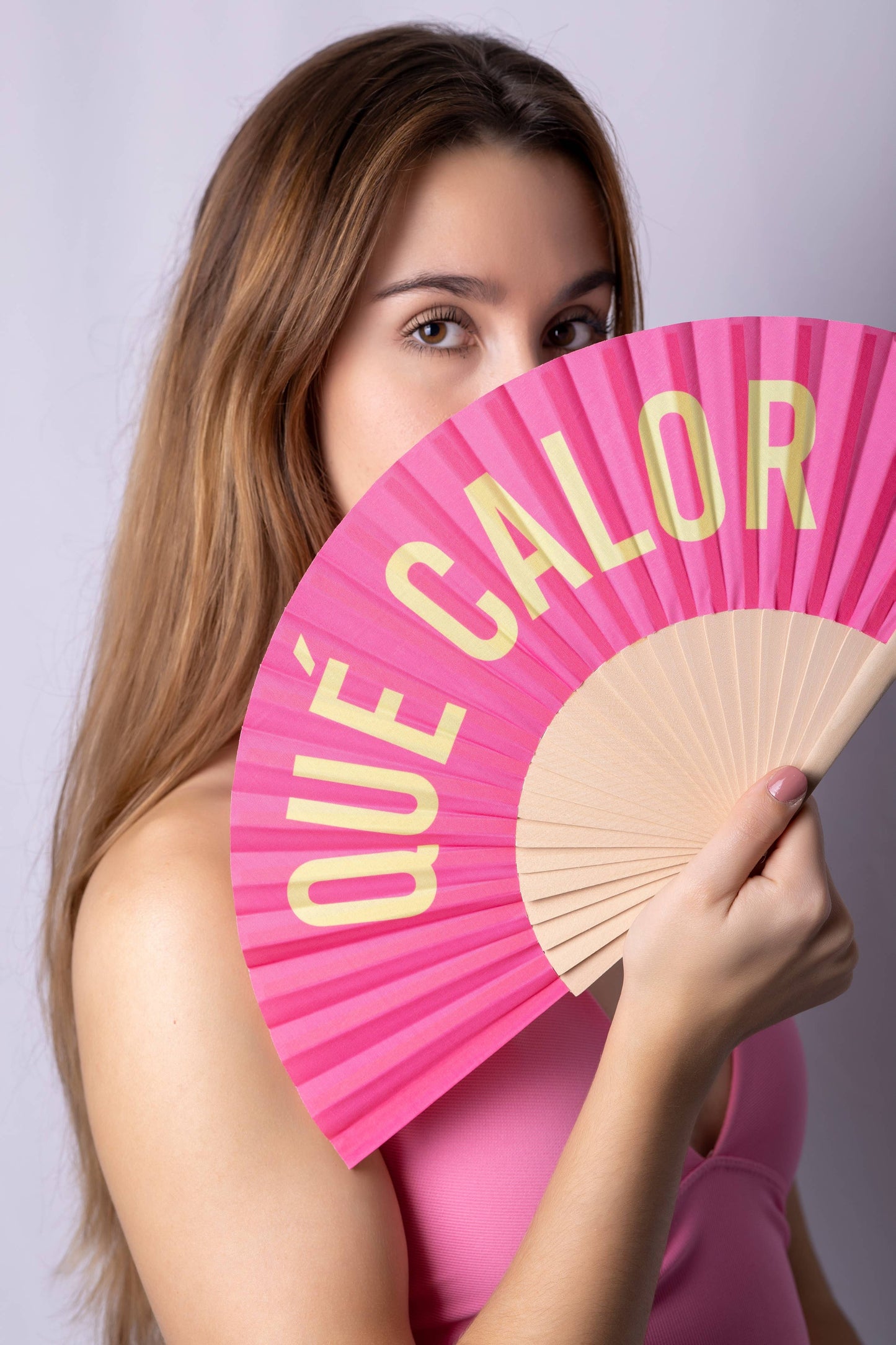 “How hot” pink and yellow fan