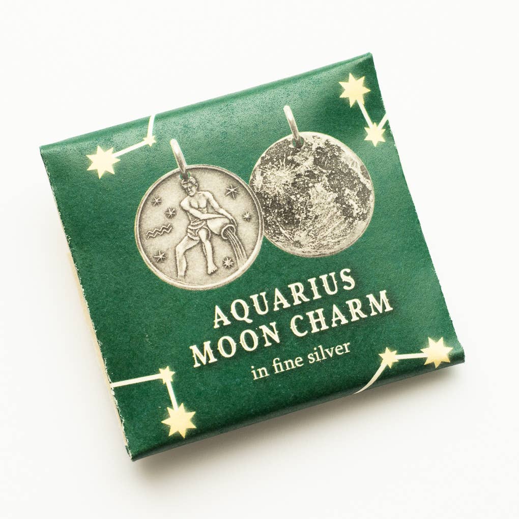 Zodiac Aquarius Moon Silver Charm