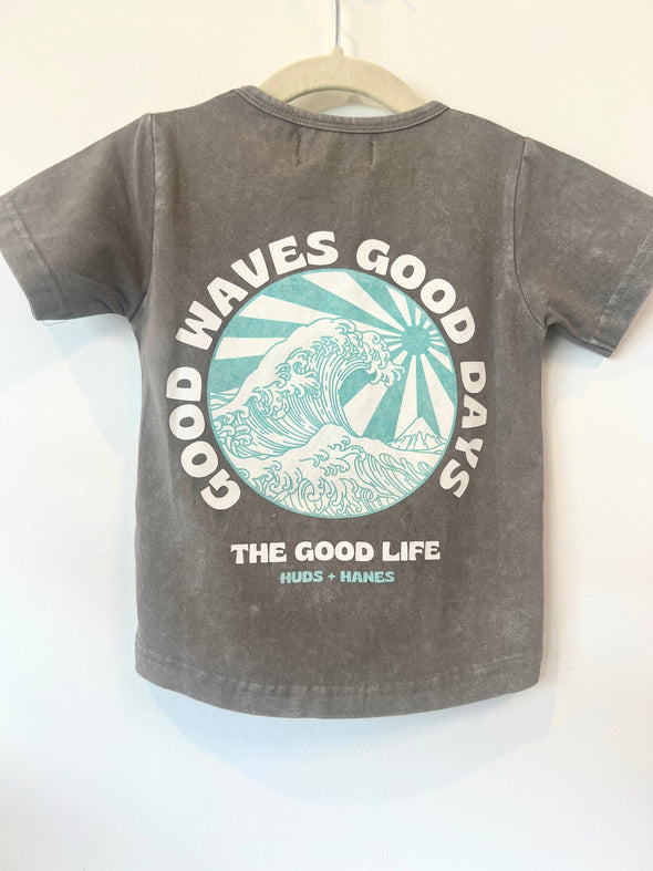 Good Waves Good Days Acid Wash Tee