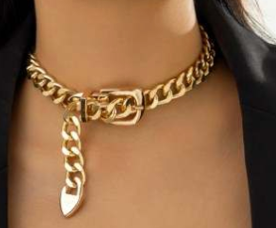 HoopLa Style - Ann- Buckle Necklace- Boucle de Sellier Collar: Gold