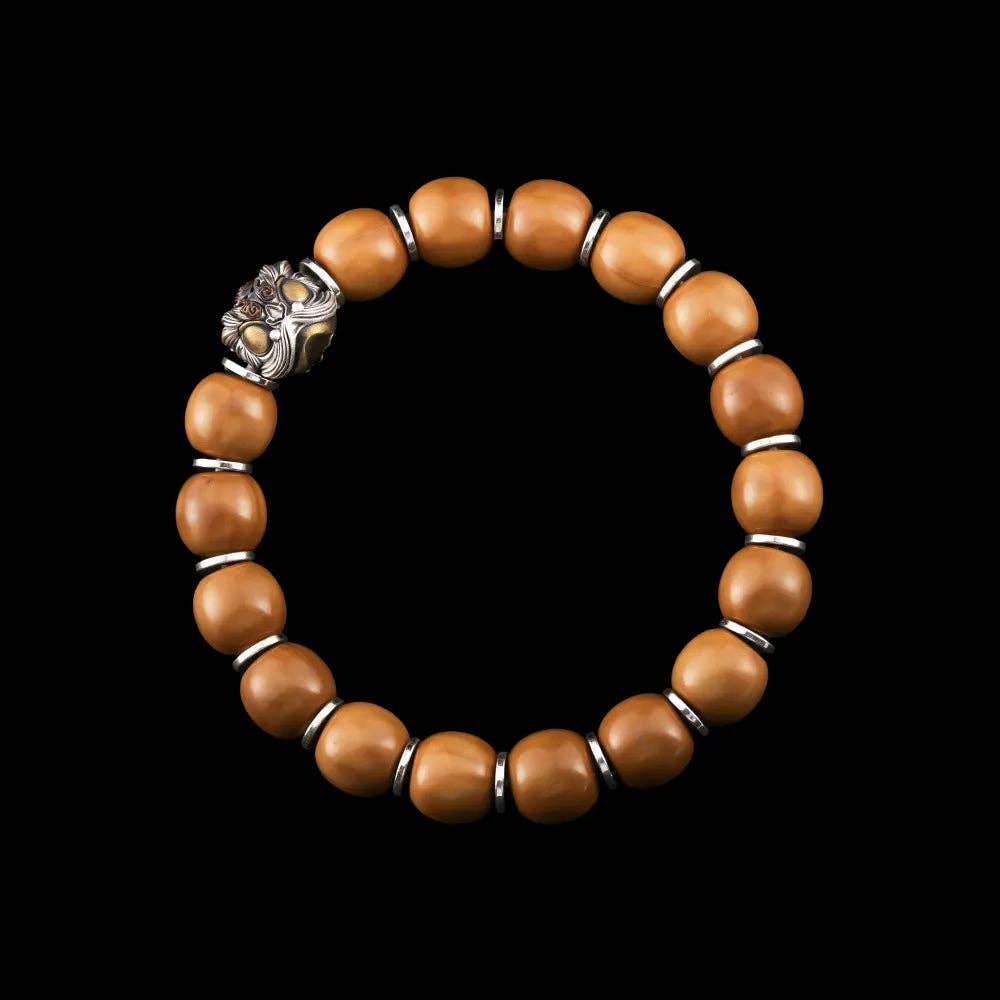 Dancing Lion Bead Bracelet: Oxidized Silver / Hericium Beads / 20pcs(Beaded)