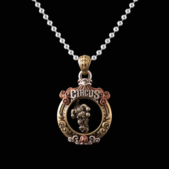 Circus Pendant: 21" / Brass / 4mm Black Ball Chain