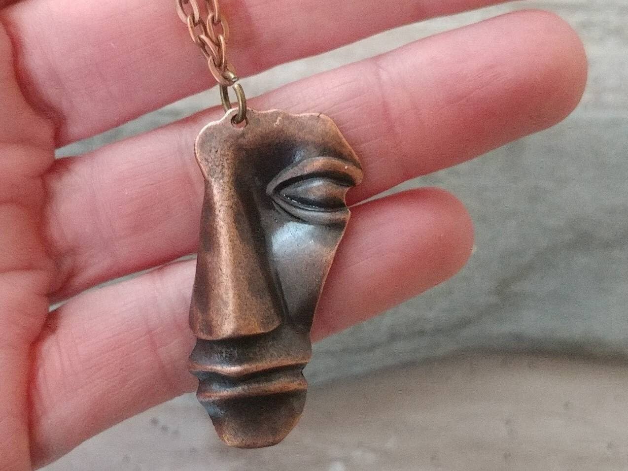 Piccadilly Pendants - Bronze Face Necklace, Abstract Necklace, Art Necklace: 18