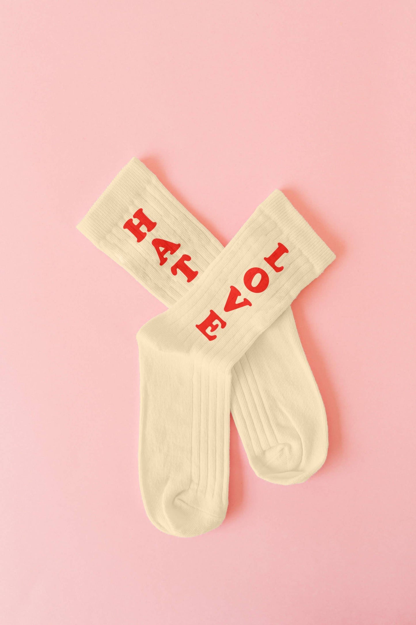 Pair of Unisex Socks “Love & Hate” Beige