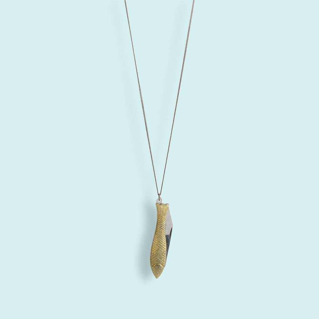 Fish Knife Necklace: 28 Inch