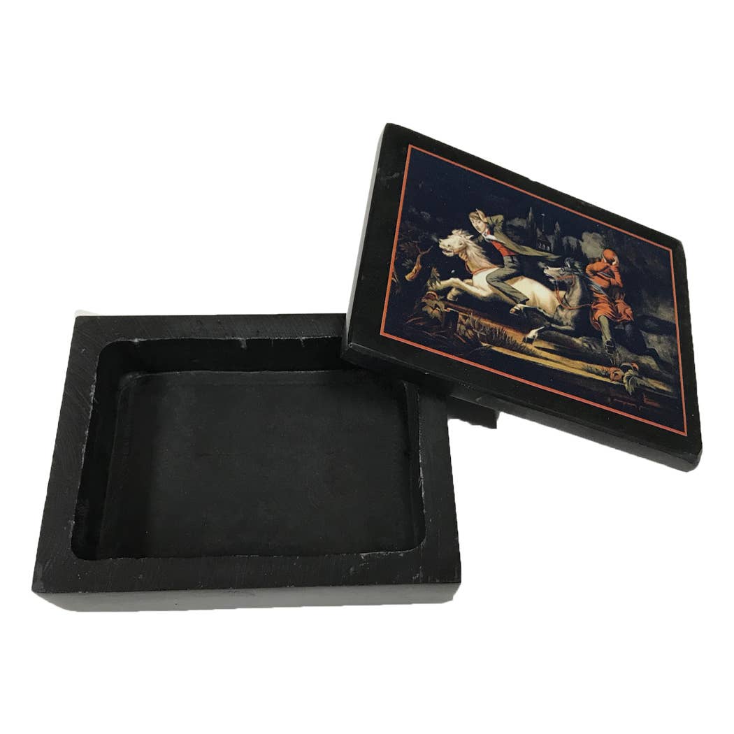 4" Headless Horseman Black Solid Soapstone Box