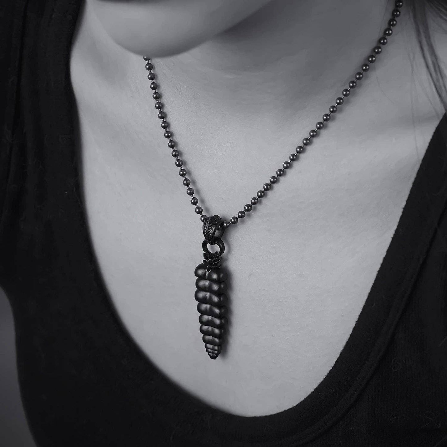 Rattlesnake Tail Pendant Black Chain