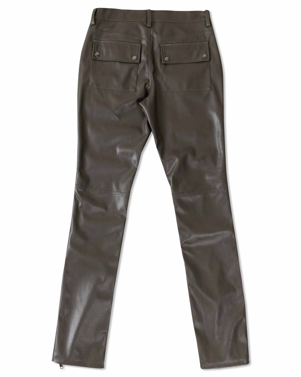 PREMIUM LEATHER MULTI CARGO STACKED  PANTS: DK Olive