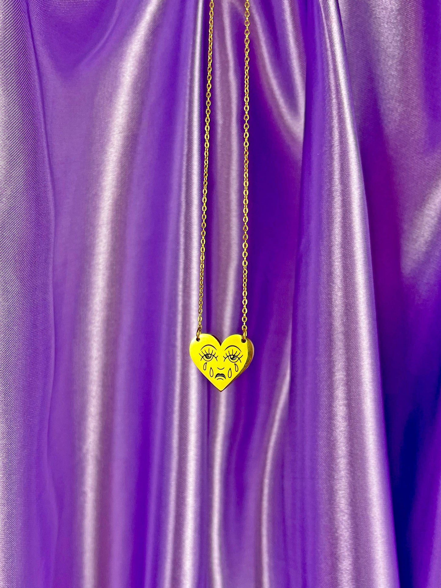 Crying Heart Necklace- Gold