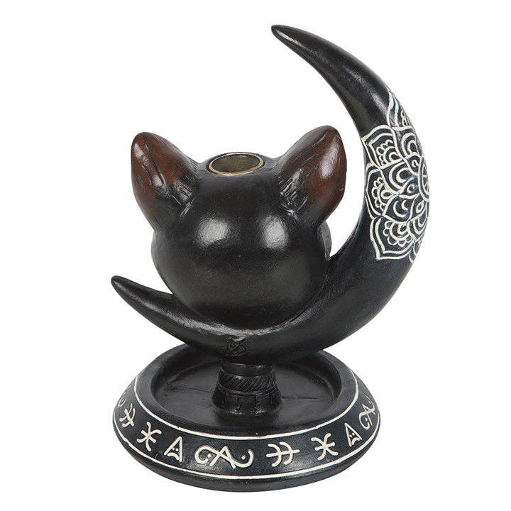 Something Different Wholesale - Gothic Black Cat Moon Backflow Incense Burner