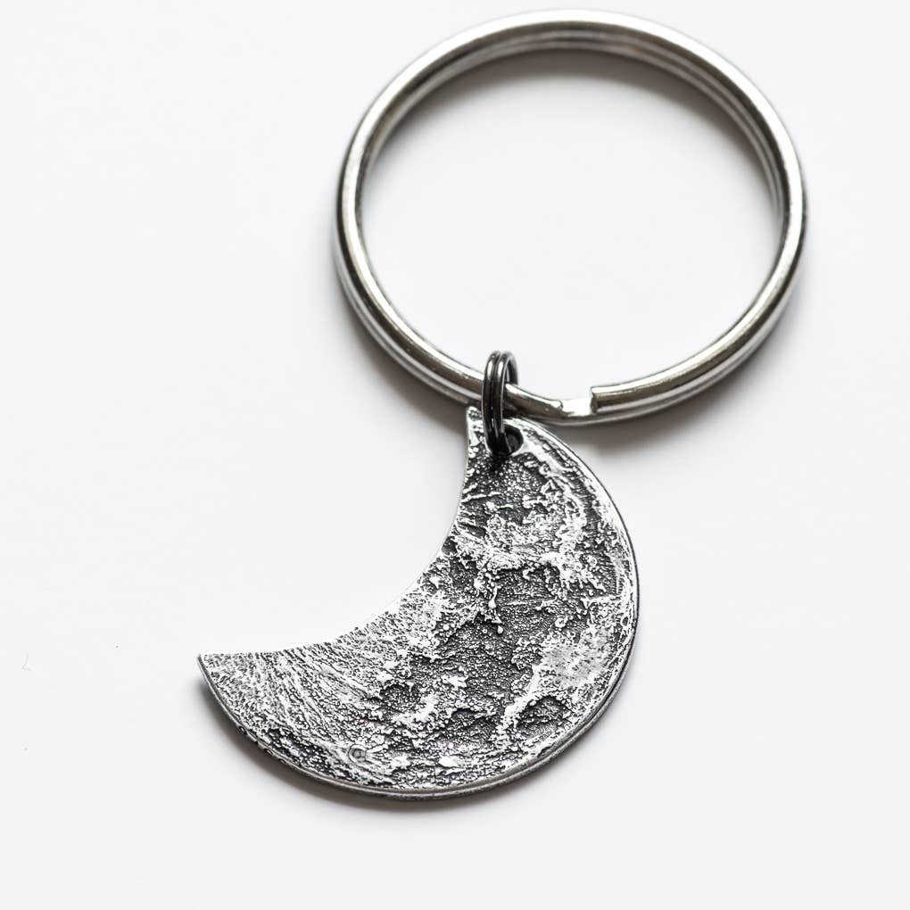 Crescent Silver Moon Necklace or Keychain: Charm