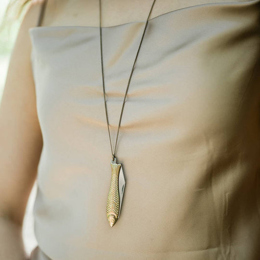 Fish Knife Necklace: 28 Inch