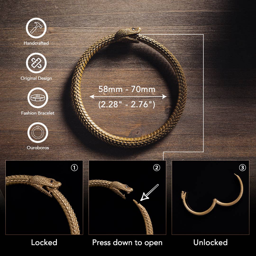 Ouroboros Bracelet: Brass / 2.3"