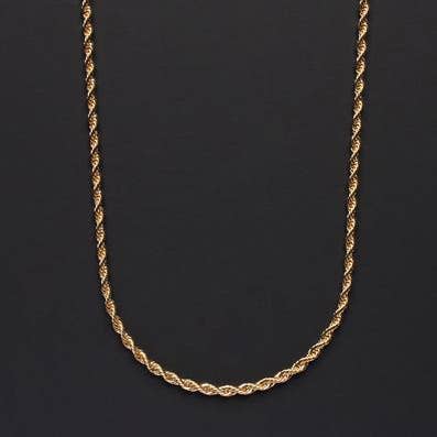 Gold Rope Chain Necklace for Men: 22"