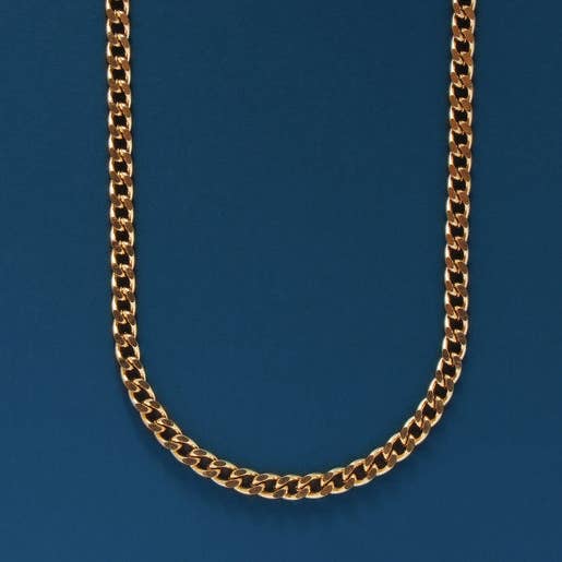 3.5 mm Gold Cuban Chain Necklace: 18"