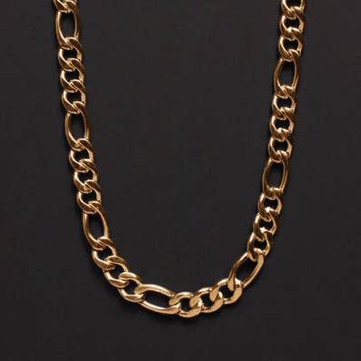 6mm Gold Figaro Chain Necklace for Men: 22"