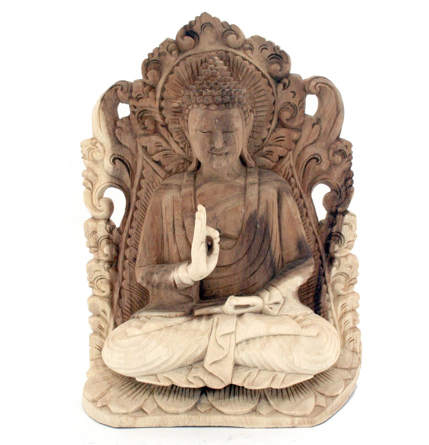 Hand Carved Wood Wall Buddha: Large