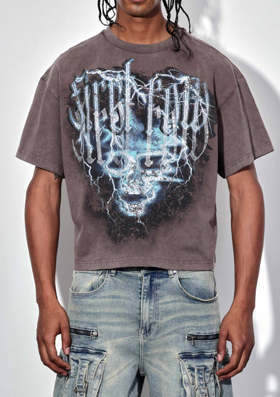 WAKE UP AND BE FIERCE SKULL SPIRIT WASHED CROPPED : Caffe