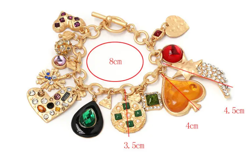 HoopLa Style - Loads Charm Bracelet- Hearts and Stones