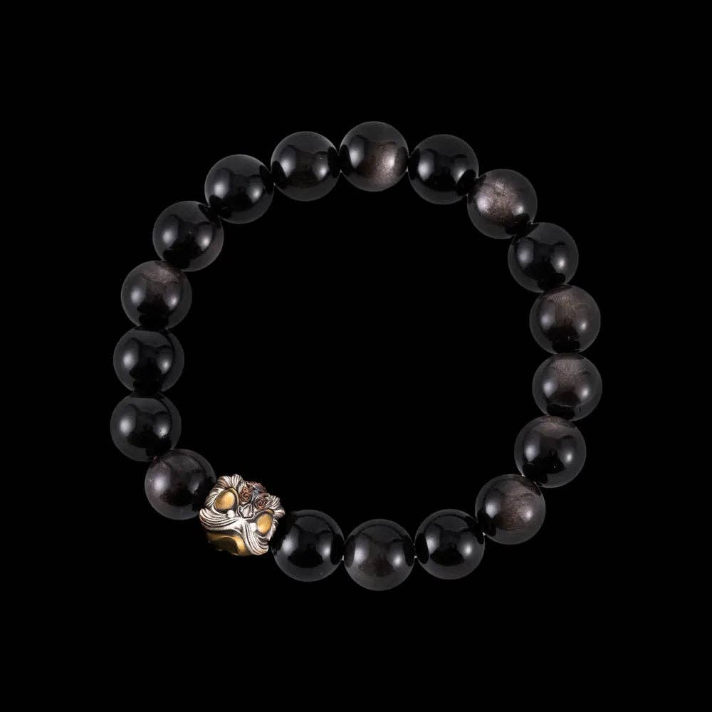 Dancing Lion Bead Bracelet: Oxidized Silver / Hericium Beads / 20pcs(Beaded)