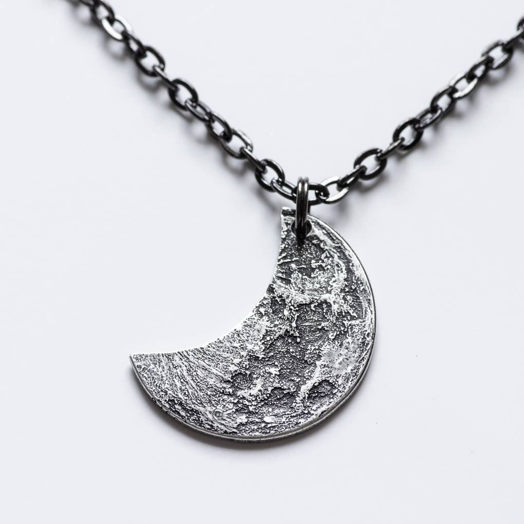 Crescent Silver Moon Necklace or Keychain: Charm